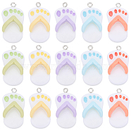 20Pcs 5 Colors Opaque Resin Pendants, Flip Flops Charms, with Platinum Plated Iron Loops, Mixed Color, 31.5x16.5x10.5mm, Hole: 2mm, 4pcs/color(RESI-SC0002-67)