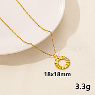 304 Stainless Steel Geometric Ring Pendant Necklace for Women, Minimalist Fashion Collarbone Jewelry(GD7142-6)