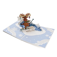 3D Pop Up Paper Greeting Card, with Rectangle Envelope, Christmas Day Invitation Card, Deer, 300x200x118mm(AJEW-P124-G03)