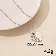 304 Stainless Steel Heart Pendant Necklaces, Cable Chain Necklaces(SS2971-5)