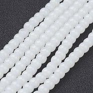 Imitation Jade Glass Beads Strands, Round, White, 4mm, Hole: 1mm, 11 inch(X-GMR4mmC26)