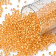 TOHO Round Seed Beads, Japanese Seed Beads, (962) Inside Color Crystal/Topaz Lined, 11/0, 2.2mm, Hole: 0.8mm, about 1110pcs/bottle, 10g/bottle(SEED-JPTR11-0962)