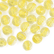 Transparent Acrylic Beads, Round, Faceted, Yellow, 8mm, Hole: 1.6mm, about 1810pcs/500g(MACR-S373-133-T07)