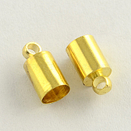 Brass Cord Ends, End Caps, Cadmium Free & Lead Free, Column, Golden, 9x4mm, Hole: 1.5mm, 3.5mm inner diameter(KK-R011-06-G)