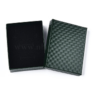 Rhombus Textured Cardboard Jewelry Boxes, with Black Sponge, for Jewelry Gift Packaging, Rectangle, Dark Green, 9x7x2.6cm; Inside: 8.3×6.4cm.(CBOX-T006-01I)