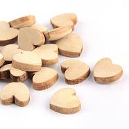 Unfinished Wood Beads, Natural Wooden Beads, No Hole, Heart, PapayaWhip, 9.5x10x4mm(WOOD-S664-04)