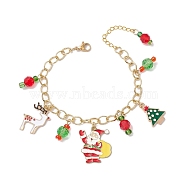 Christmas Theme Alloy Enamel Charms Bracelets for Women, Colorful, 7-1/8 inch(18cm)(BJEW-JB11134)