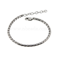 Fashionable Stainless Steel Chain Bracelets, Stainless Steel Color, 7-1/2 inch(19cm)(PW-WGD1056-02)