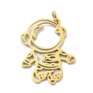 304 Stainless Steel Pendants, with Jump Rings, Laser Cut, Astronaut Charm, Golden, 27x20.5x1mm, Hole: 3mm(STAS-C097-69G)
