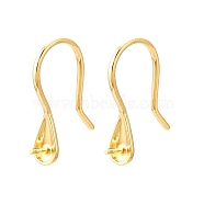 925 Sterling Silver Earring Hooks, Ear Wire, Real 24K Gold Plated, 15x3.5mm, Pin: 0.8mm(STER-N016-24G)