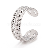 304 Stainless Steel Triple Line Open Cuff Ring for Women, Stainless Steel Color, US Size 7 3/4(17.9mm)(RJEW-C025-07P)