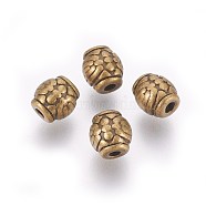Tibetan Style Beads, Alloy Beads, Lead Free & Nickel Free & Cadmium Free, Drum, Antique Bronze Color, 6mm in diameter, 6mm thick, hole: 2mm(X-MLF0604Y-NF)