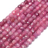 Natural Tourmaline Beads Strands, Faceted, Cube, 4~4.5x4~4.5x4~4.5mm, Hole: 0.8mm, about 94~96pcs/strand, 15.12~15.47 inch(38.4~39.3cm)(G-G106-G03-01)