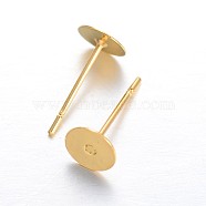 Brass Stud Earring Findings, Golden, 6mm, Pin: 0.8mm(KK-F371-37G)