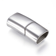 Polished 304 Stainless Steel Magnetic Clasps with Glue-in Ends, Rectangle, Stainless Steel Color, 29x14x8.5mm, Hole: 6x12mm(STAS-G101-46P)