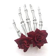 Halloween Skeleton Hands with Rose Plastic Alligator Hair Clips, for Bar Masquerade Decoration, 150x100mm(HAWE-PW0001-261A)