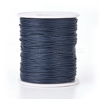 Waxed Cotton Thread Cords, Prussian Blue, 1mm, about 100yards/roll(300 feet/roll)