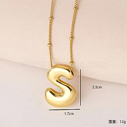 Simple and Stylish Brass Letter Pendant Satellite Chain Necklaces for Women Men, Golden, Letter S, 16.14 inch(41cm)(GF2554-19)