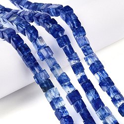 Blue Watermelon Stone Glass Beads Strands, Cube, 6~7x6~6.5x6~6.5mm, Hole: 1mm, about 60~61pcs/strand, 15~15.366''(38.1~39cm)(G-T139-6x6-22A)