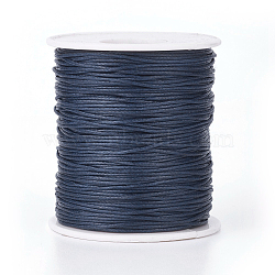 Waxed Cotton Thread Cords, Prussian Blue, 1mm, about 100yards/roll(300 feet/roll)(YC-R003-1.0mm-227)