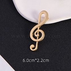 Golden Alloy Safe Brooches, Musical Note, 60x22mm(PW-WG5B157-02)
