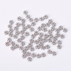 CCB Plastic Bead Spacers, Flower, Platinum, 4x1mm, Hole: 1mm(CCB-F004-17P)