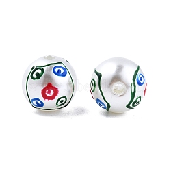 Mahjong Theme ABS Plastic Imitation Pearl Enamel Beads, Round, Colorful, 11.5~12mm, Hole: 2mm(KY-G020-04C)