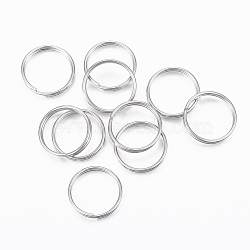 304 Stainless Steel Split Rings, Double Loops Jump Rings, Stainless Steel Color, 12x1.5mm, about 10.5mm inner diameter(A-STAS-H413-06P-B)