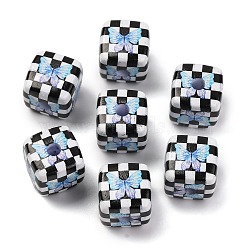 Opaque Acrylic Beads, Cube with Butterfly, Black, 14x14x14mm, Hole: 4mm(SACR-A009-01D)