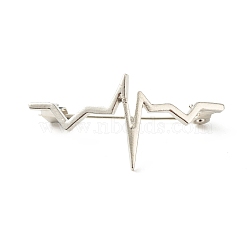 Simple Heartbeat Brooch, Biology Medical Iron Alloy Lapel Pin for Nurse Teacher Student, Platinum, 19.5x40.5x9mm(JEWB-C012-09D)