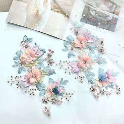 Rhinestone with Polyester Iron/Sew on Appliques, Costume Accessories, Flower, Colorful, 295x210mm(PATC-WH0016-19)