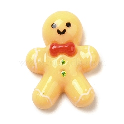 Christmas Theme Opaque Resin Cabochons, Gingerbread Man, 14x10x4mm(RESI-R453-01L)