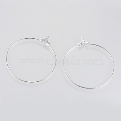 Steel & Brass Wire Pendants, Flat Round, Silver Color Plated, 33~34x31~32x0.5mm, Hole: 1mm(KK-R056-05S)