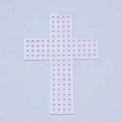 Plastic Mesh Canvas Sheets, for Embroidery, Acrylic Yarn Crafting, Knit and Crochet Projects, Cross, White, 7.7x5.5x0.15mm, Hole: 4x4mm(DIY-M007-15)