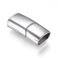 Tarnish Resistant Polished 304 Stainless Steel Magnetic Clasps with Glue-in Ends, Rectangle, Stainless Steel Color, 29x14x8.5mm, Hole: 6x12mm(STAS-G101-46P)