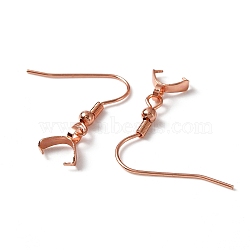 304 Stainless Steel Earring Hooks, with Ice Pick Pinch Bails, Rose Gold, 27.5x21mm, 21 Gauge, Pin: 0.7mm and 0.5mm(for half dirlled beads)(STAS-WH0035-14RG)