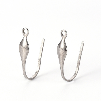 316 Stainless Steel Stud Earring Hooks, with Vertical Loop, Stainless Steel Color, 19x11x4mm, Hole: 1.4mm, 18 Gauge, Pin: 1mm
