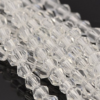 Faceted Bicone Glass Beads Strands, Clear, 4x4mm, Hole: 1mm, about 82~85pcs/strand, 30.5~31cm