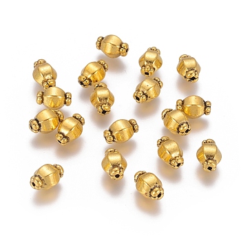 Tibetan Style Spacer Beads, Antique Golden Color, Lead Free & Cadmium Free, Size: about 7mm in diameter, 10mm long, hole: 1mm