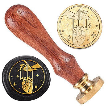 Wax Seal Stamp Set, Brass Sealing Wax Stamp Head, with Wood Handle, for Envelopes Invitations, Gift Card, Heart, 83x22mm, Stamps: 25x14.5mm