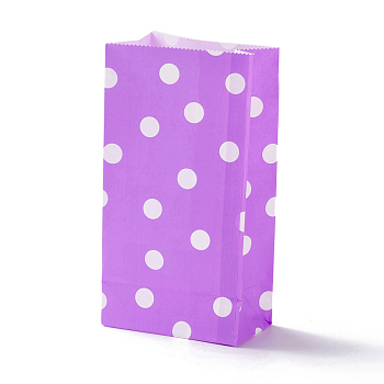 Rectangle Kraft Paper Bags, None Handles, Gift Bags, Polka Dot Pattern, Medium Orchid, 9.1x5.8x17.9cm