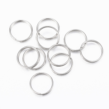 Tarnish Resistant 304 Stainless Steel Split Rings, Double Loops Jump Rings, Stainless Steel Color, 12x1.5mm, about 10.5mm inner diameter