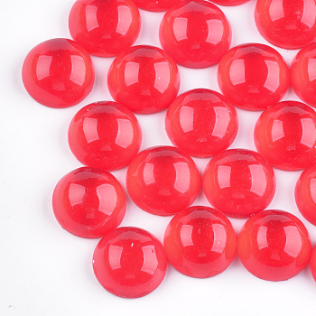 Translucent Resin Cabochons, Half Round/Dome, Red, 8x4mm