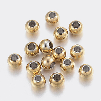 304 Stainless Steel Beads Spacers, Rondelle, Golden, 4x3mm, Hole: 1.5mm