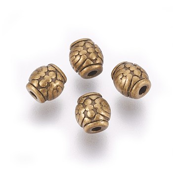 Tibetan Style Beads, Alloy Beads, Lead Free & Nickel Free & Cadmium Free, Drum, Antique Bronze Color, 6mm in diameter, 6mm thick, hole: 2mm