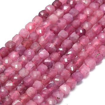 Natural Tourmaline Beads Strands, Faceted, Cube, 4~4.5x4~4.5x4~4.5mm, Hole: 0.8mm, about 94~96pcs/strand, 15.12~15.47 inch(38.4~39.3cm)