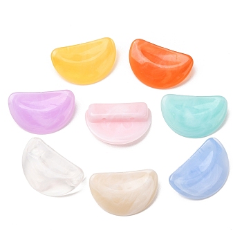 Two-Tone Imitation Gemstone Acrylic Beads, Half Moon, Mixed Color, 35x22x8mm, Hole: 2mm, about 147pcs/500g