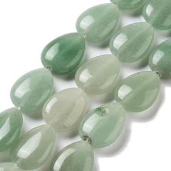 Natural Green Aventurine Beads Strands, Flat Teardrop, 17.5~18x13~13.5x6mm, Hole: 1.2~1.4mm, about 11pcs/strand, 7.56''(19.2cm)