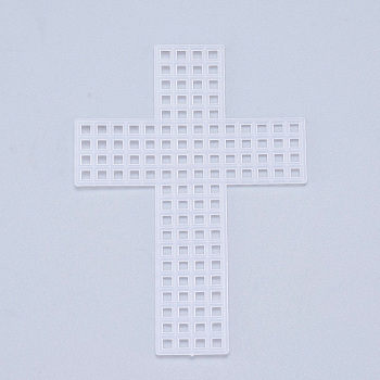 Plastic Mesh Canvas Sheets, for Embroidery, Acrylic Yarn Crafting, Knit and Crochet Projects, Cross, White, 7.7x5.5x0.15mm, Hole: 2x2mm