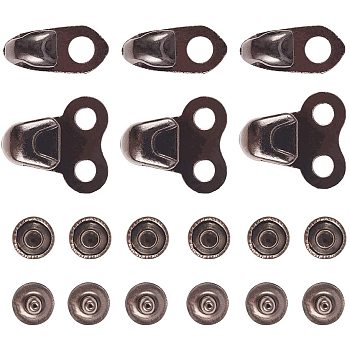 Alloy Boot Lace Hooks, For Climbing and Outdoor Shoes, with Rivets, Gunmetal, 20sets/size, 40sets/box